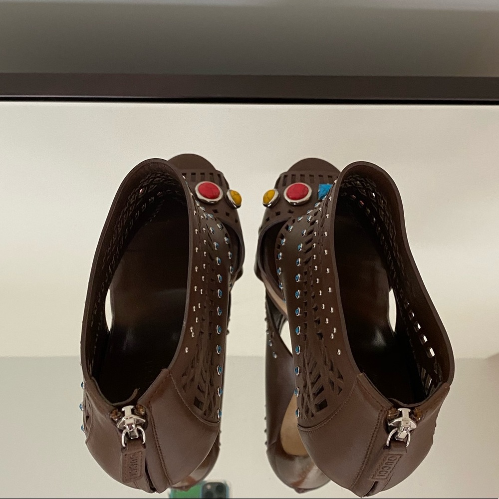 EUC Perforated Nut Brown Gucci Booties sz 39.5 - Picture 8 of 9
